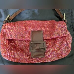 Fendi Mamma Beaded Baguette Shoulder Bag